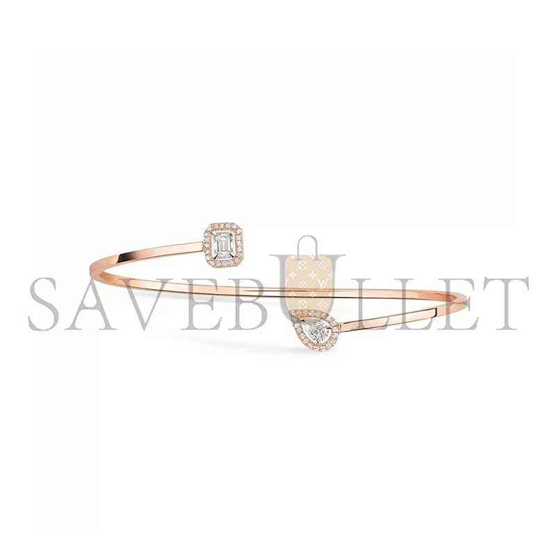 Mes1kaa jonc flex toi & moi my twin 0,15ct x2 bracelet diamant or rose 07222-pg